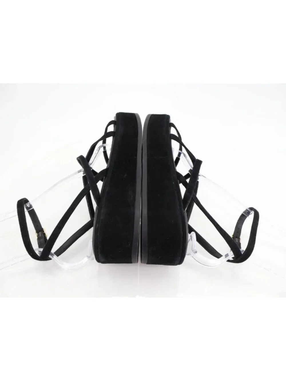Stuart Weitzman Summerlift Platform Strappy Sandal Round Toe Black Size 10 Flat